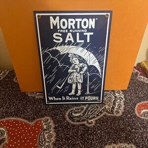 "Morton Salt" Porcelain Coated Metal Sign.